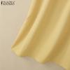 ZANZEA Women Square Collar Loose Casual Summer Short Sleeve Dress
