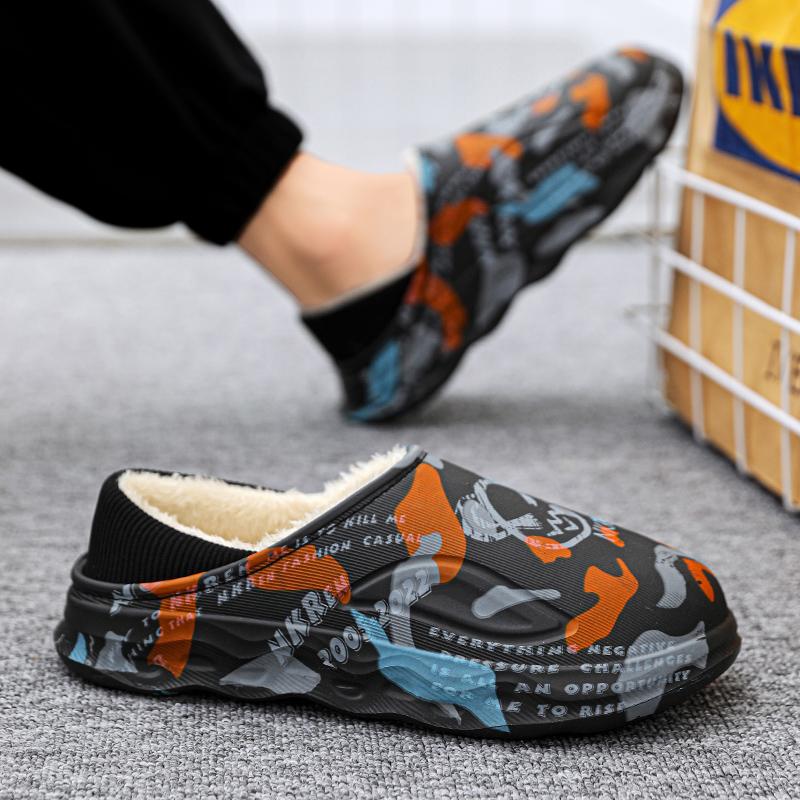 

Обувь для мужчин Тапочки для мужчин Покрытие каблука Водонепроницаемые тапочки для пар Женские домашние туфли на платформе Cloud Added Cotton Нескользящие вентилируемые 38-39 чёрный