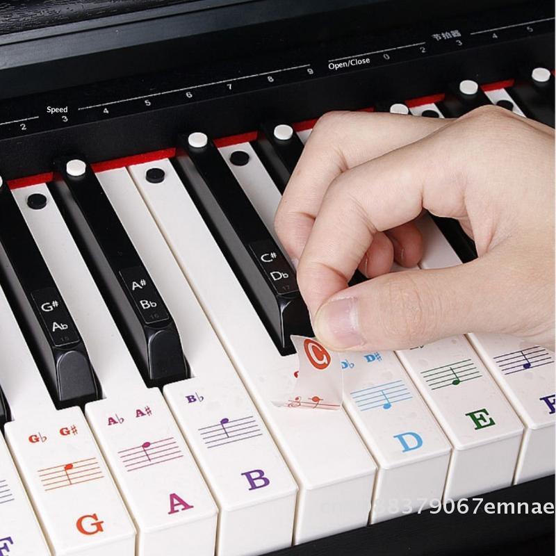 [ZYAS][G331] Set 1 Adesivi Lettere Piano per Principianti 88/61/54/49 Tasti Con Etichette Note Colorate Rimovibili Adesivi Tastiera Piano