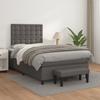 Box Spring Bed with Mattress Gray 120x190 Cm Faux Leather