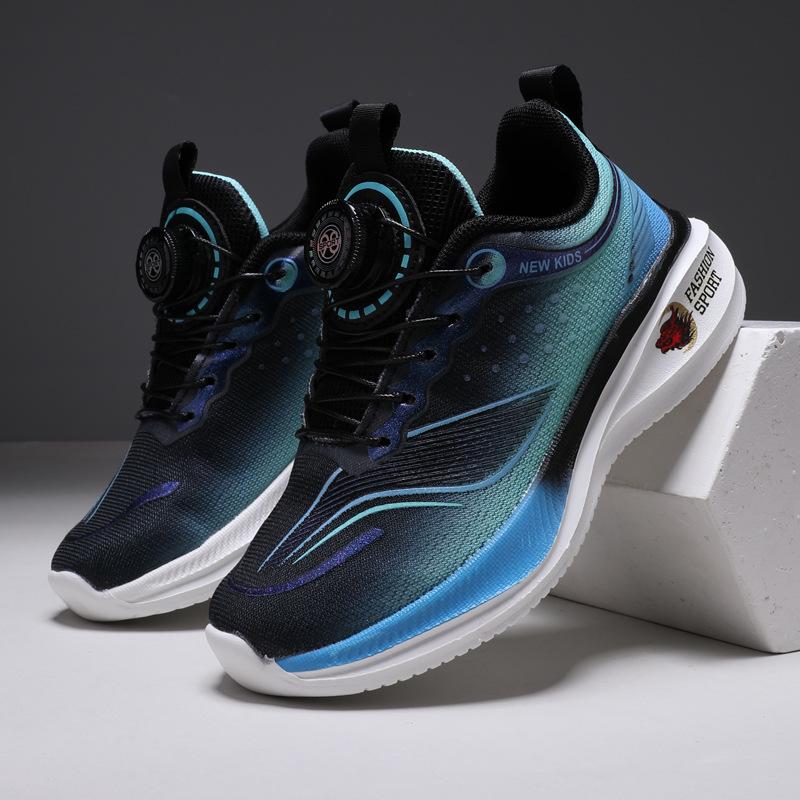 Running shoes boys and girls autumn new mesh shock absorption rotating button shock absorption sports shoes children's shoes student boy