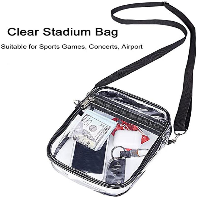 Women Clear Shoulder Bag Stadium Approved PVC Concert Transparent Purse Simple Crossbody Bag With Front Pocket Casual Handbag