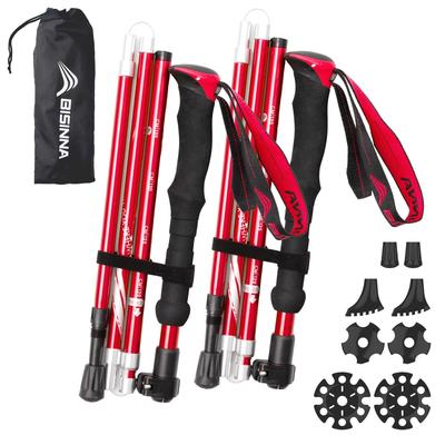 Bastões de Trekking Dobráveis BISINNA, Leves, Conjunto de 2, Alumínio Compacto, Comprimento Ajustável, Telescópicos de 5 Seções, Unissex, para Caminhadas, Outdoor