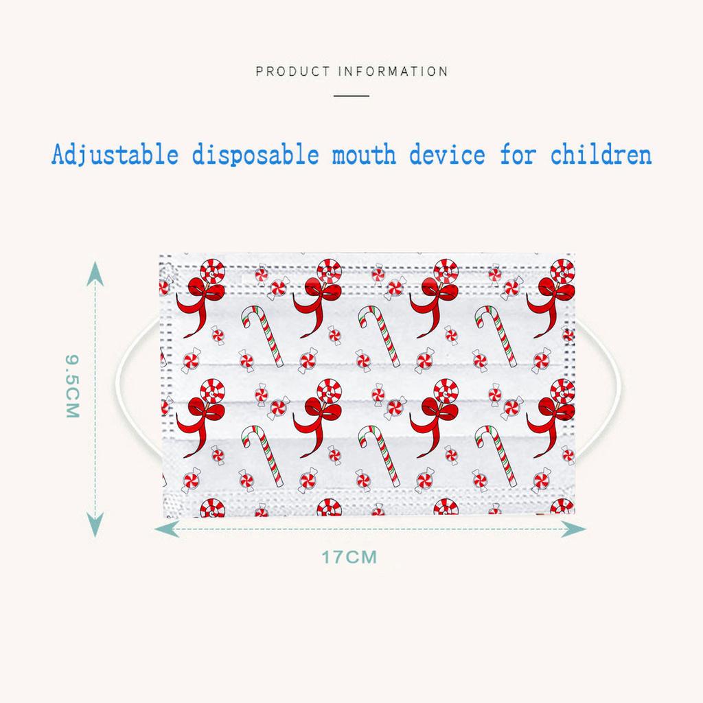 20PC Children'S Christmas Printed Mask Disposable Protective Face Mask