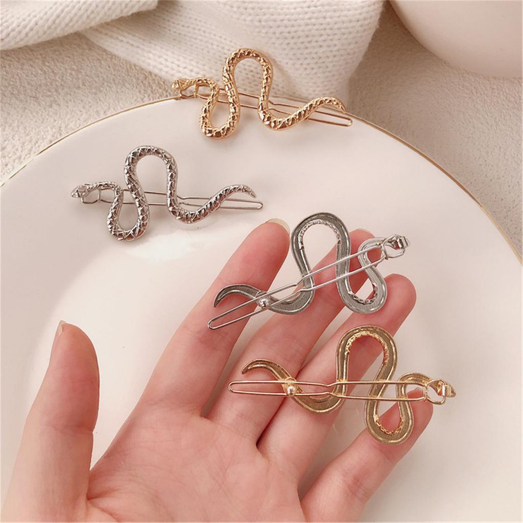 2pcs Elegant Snake Shape Hair Clips for Women Stylish Metal Hairpin Side Bangs Holder Trendy Headwear Accessories
