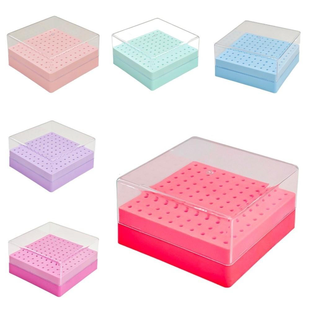 100 Holes Nail Art Drill Storage Box Dustproof Grinding Polish Head Holder Nail Art Supplies