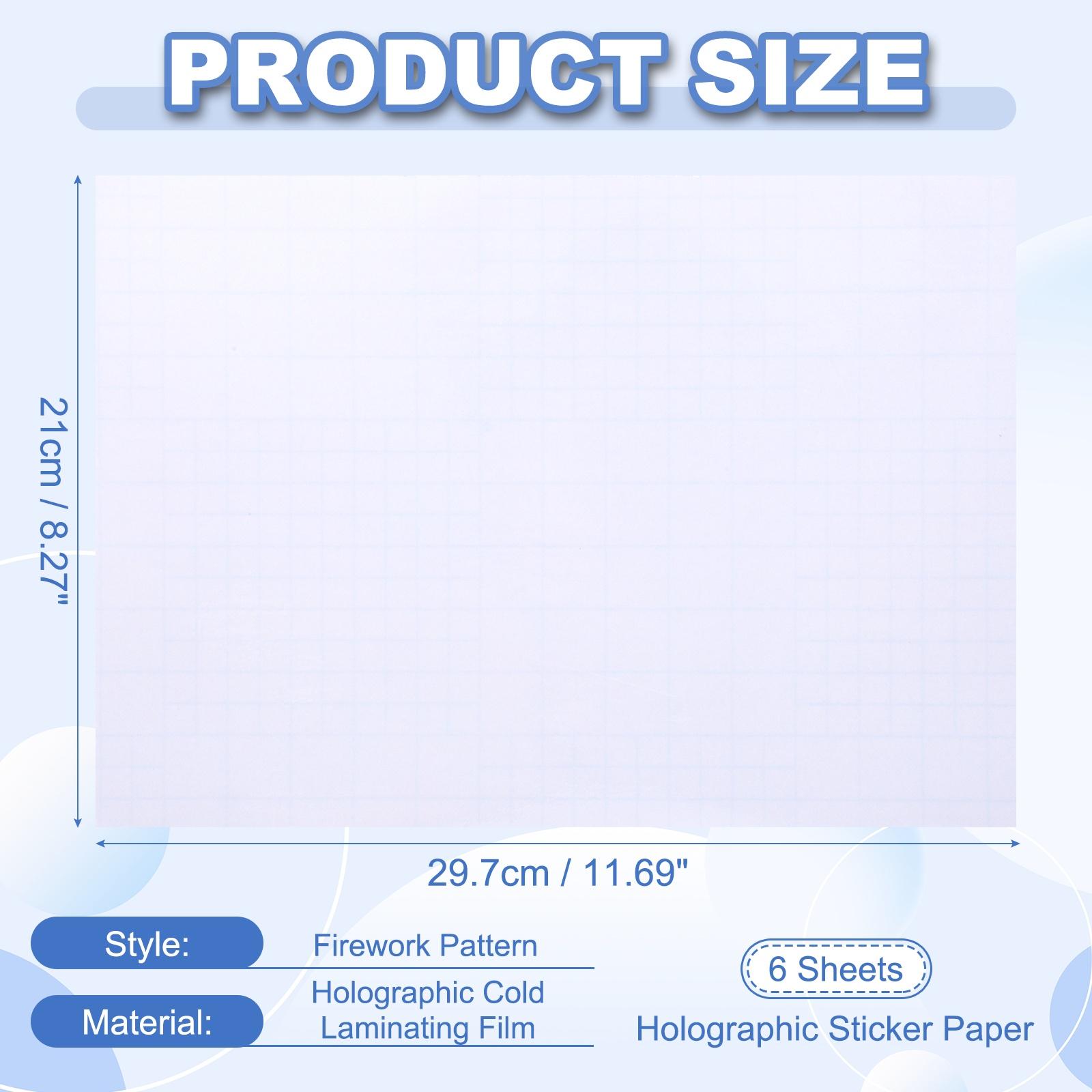 6/12Pcs Holographic Laminate Sheets Holographic Sticker Paper A4 Waterproof Self Adhesive Transparent Vinyl Laminate Film