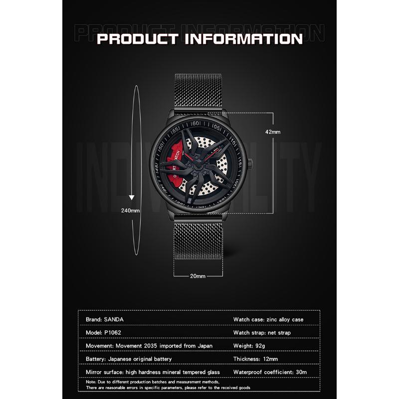 Personalitate Cool Barbat Menyuri Ceas Stereo Rotire Cadran Casual Reteaua Impermeabil Cu