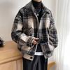 Unisex Retro Plaid Woolen Coat - Men's/Women's Winter Cotton Jacket, Thick Lapel Shirt