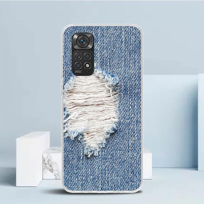 Jeans Cowboy Denim Printed Phone Case For Xiaomi Redmi Note 15 14 14S 13 12S 12 Pro Plus 11S 11 11T 11E 10S 10 + Soft TPU Back C
