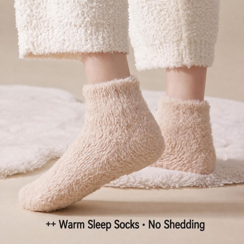 1 Pair Thick Slipper Socks Coral Fleece Indoor House Socks Soft & Warm Non Slip Floor Socks Winter