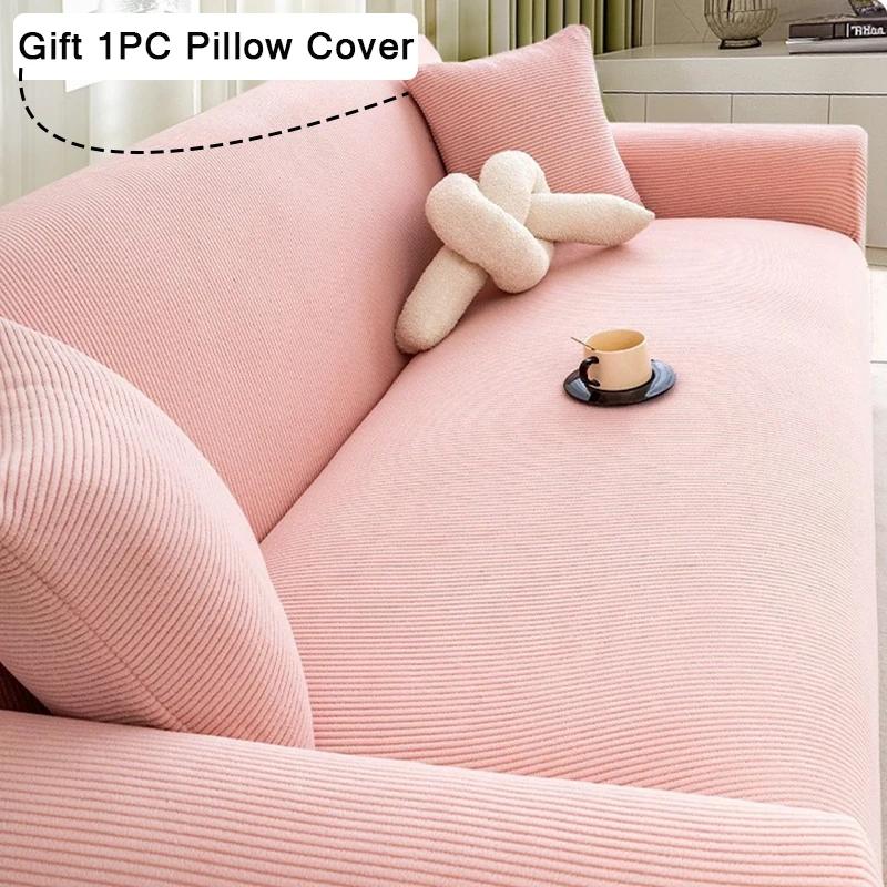 Premium Stretch Jacquard Sofa Cover Polar Fleece Fabric Non Slip Elastic Slipcover For 1-4 Seater Livingroom Furniture Protector