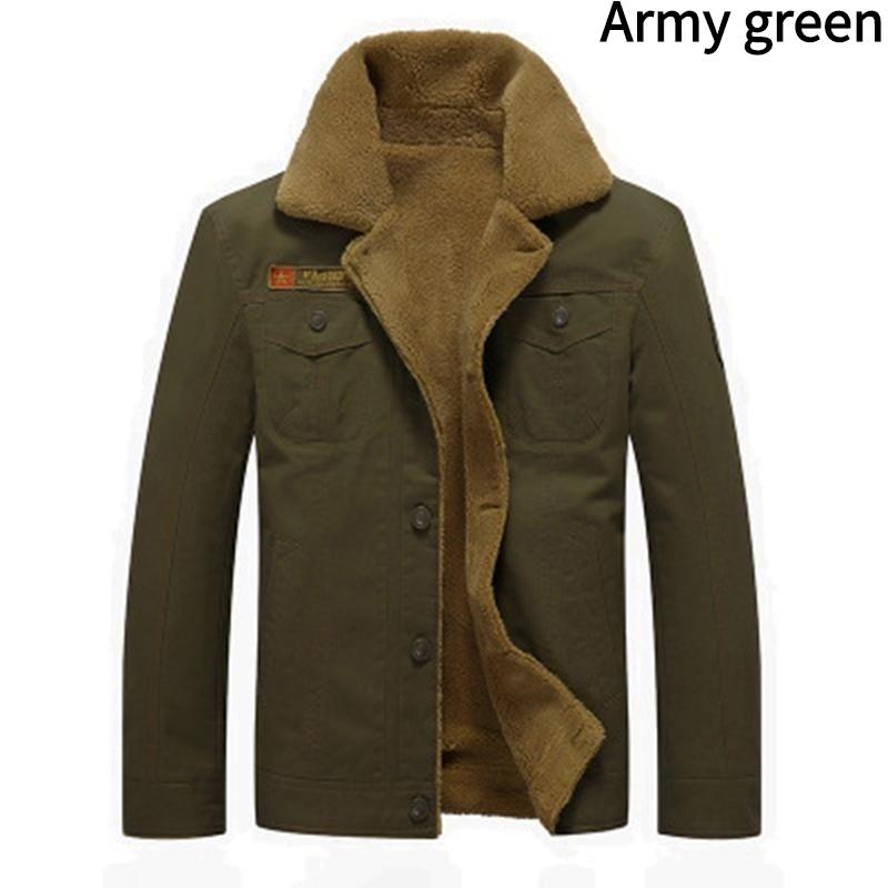 Осень и Зима Новая Мужская Джинсовая Куртка Зимняя Теплая Шерстяная Джинсовая Куртка Модная Мужская Джинсовая Куртка L армия зеленый
