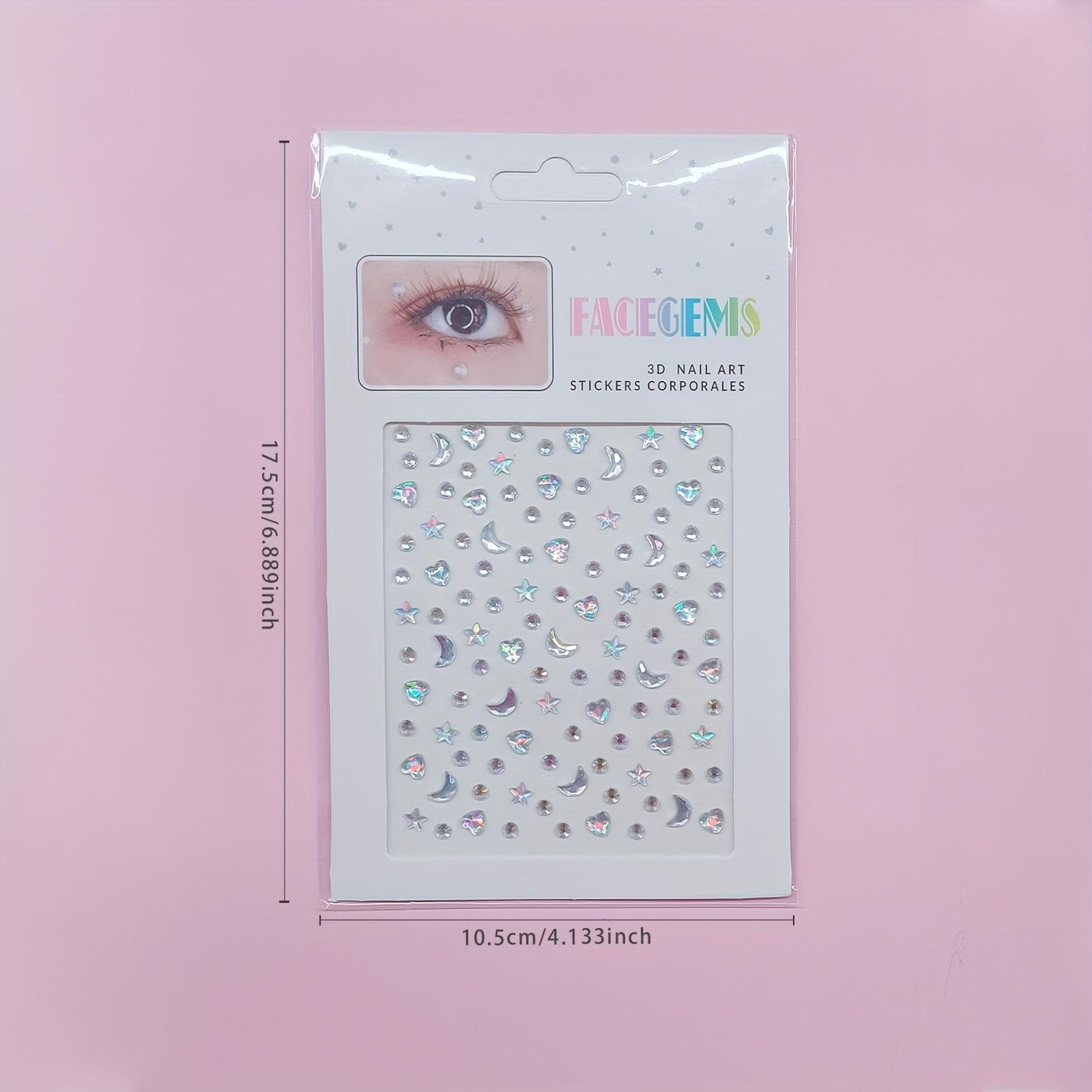 

[Shimmer Flash Rhinestone Eye Makeup] Moon, Stars, Hearts Shiny Tears Under The Eye Makeup Face Decoration Shimmer