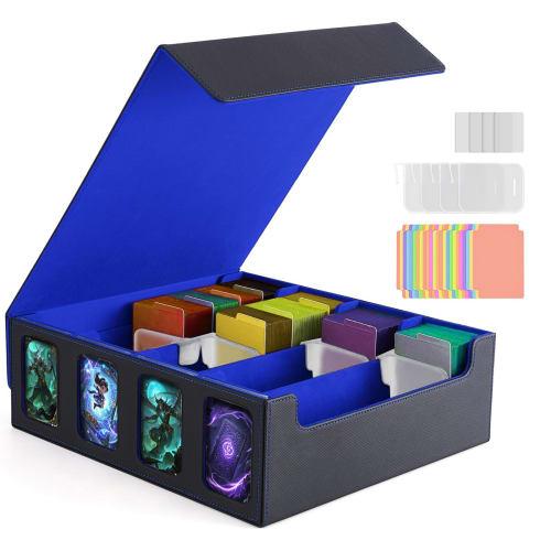 

Кейс для колоды Amonel, Кейс для торговых карт, Большая вместимость (4 Столбца), Вмещает 3000 карт, имеет окно, слоты для демонстрации, разделители, стопоры для карт, магнитный