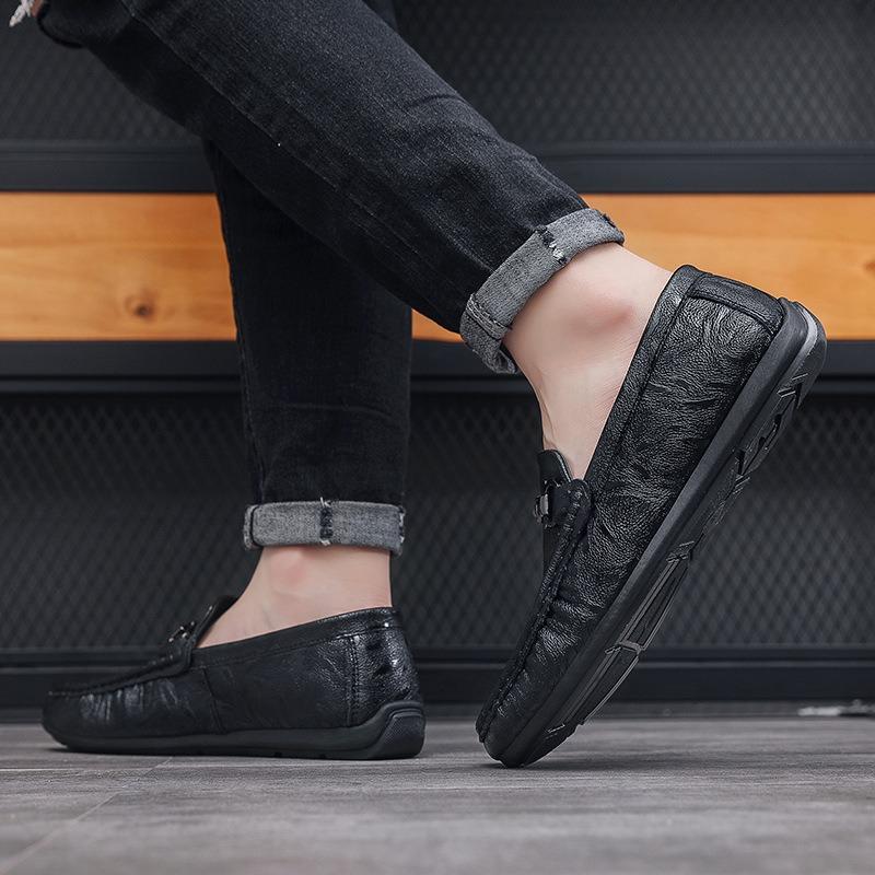 Doudou shoes men's driving one pedal men's shoes soft-soled casual leather shoes men's shoes