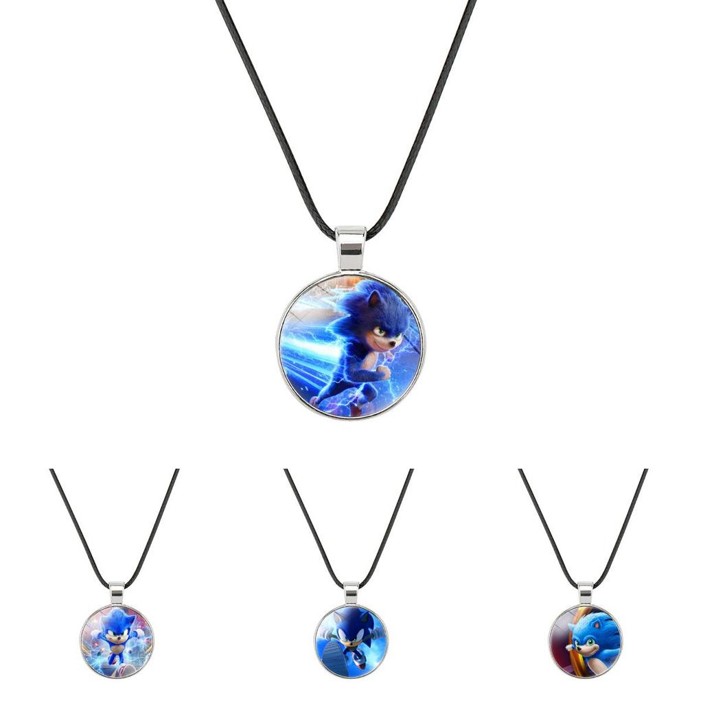 Sonic The Hedgehog Zeitstein Halskette Weiches Wachsband Hypoallergen Cartoon Anhänger
