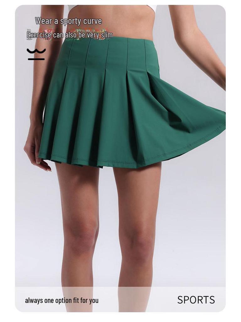 Lulu Sports Quick-Dry High Waist Skirt: Aerobic & Yoga Skort with Built-In Pockets, Anti-Exposure Pleats for Tennis & Fitness.