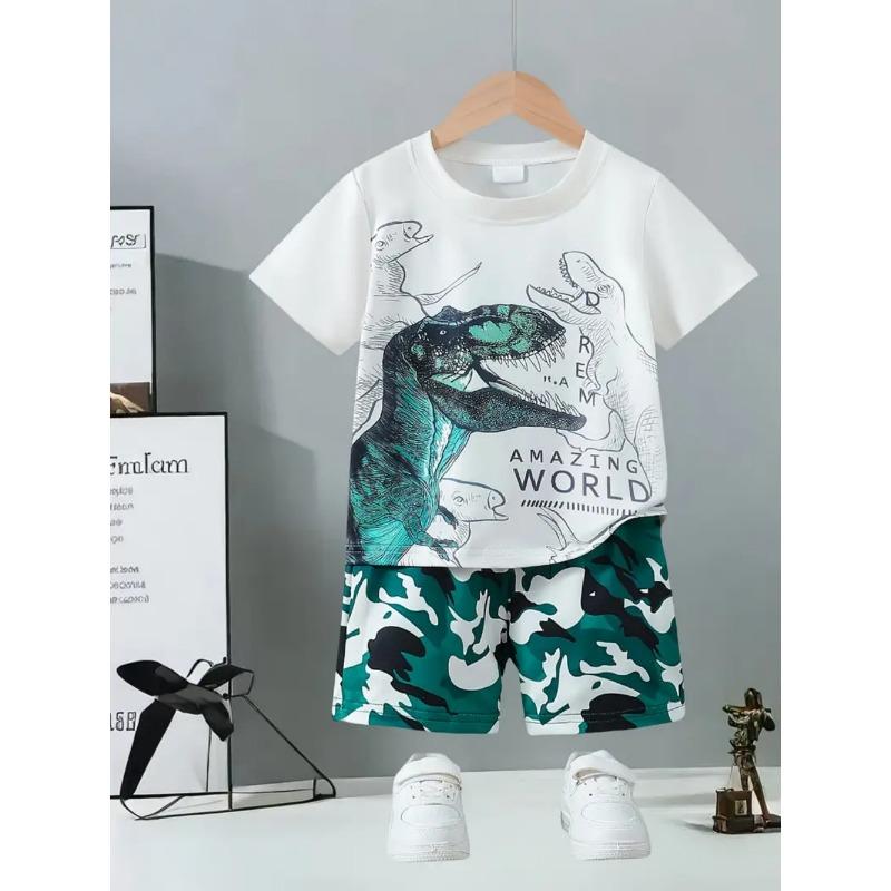 Cool Dinosaur Children's Set 3D Print Summer T-Shirt Casual O-Neck Kids Short Sleeve Tee Outdoor Comfortable Children's Clothing