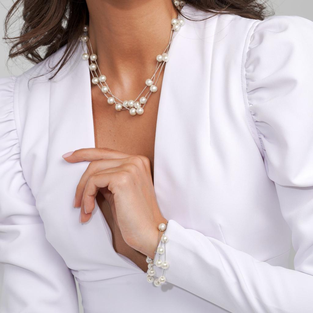 Elegantní a stylová třídílná sada náhrdelníku, náušnic a náramku; Všestranné francouzské doplňky.