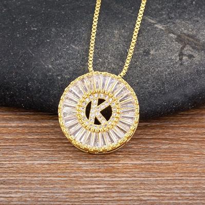 Nidin Name Initials A-Z 26 Zircon Letters Necklace Gold Color Alphabet Clavicle Chain Choker For Women Pendant Collar Jewelry