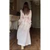 European & American Floral Print V-Neck Long-Sleeve Dress