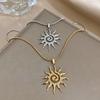 Vintage Chic Sun Shaped Pendant Stainless Steel Necklace Statement Golden Fashion Jewlery Gift