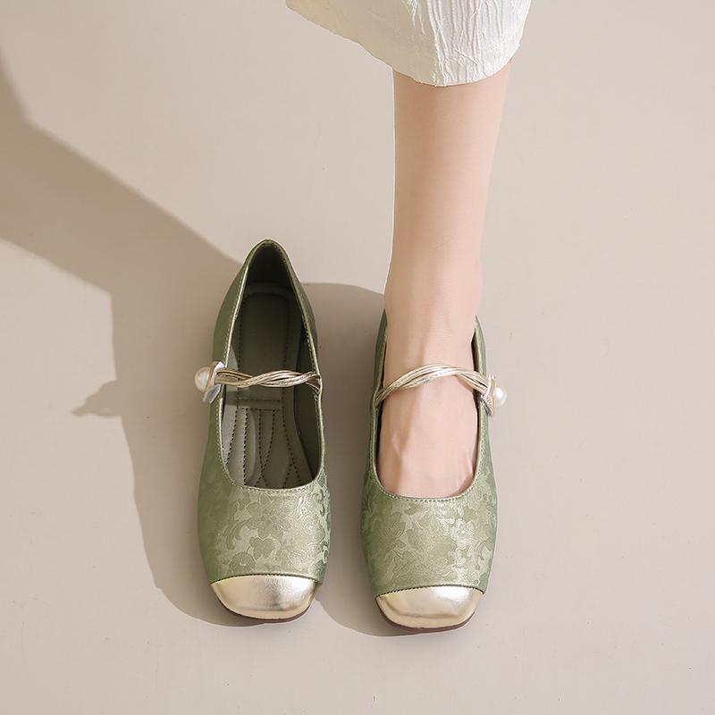 Fashion Elegant 2025 Bowknot Comfort Slip-On Ladies Shoes Ballerina Women's Flat Round Toe Leather Soft-soled Single Shoes Women