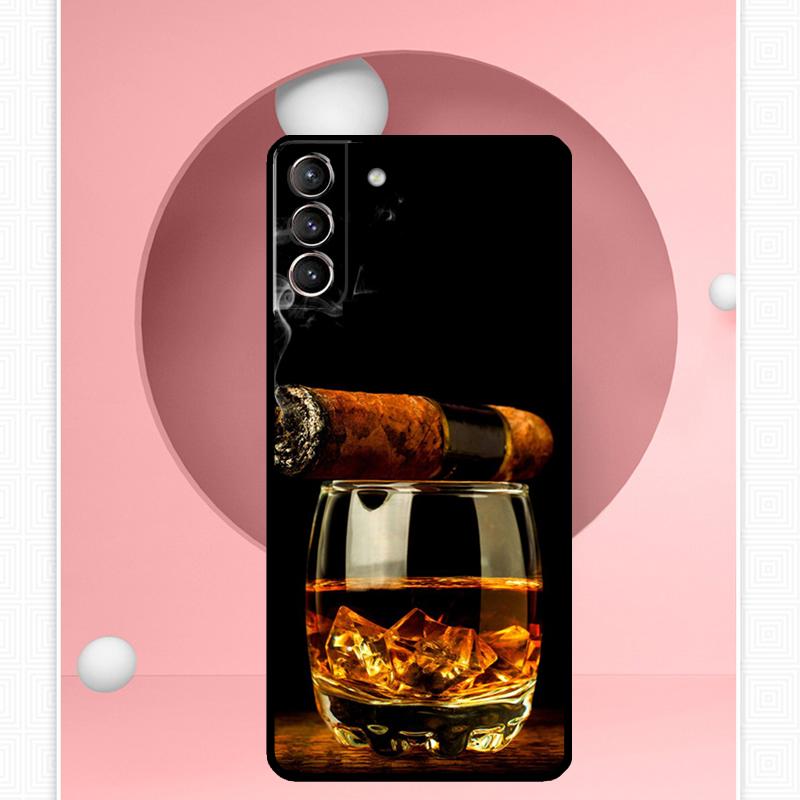 Cigar and Whiskey Case For Samsung Galaxy S24 S23 Ultra S22 S20 FE S21 FE Note 10 20 S8 S9 S10 Plus Cover