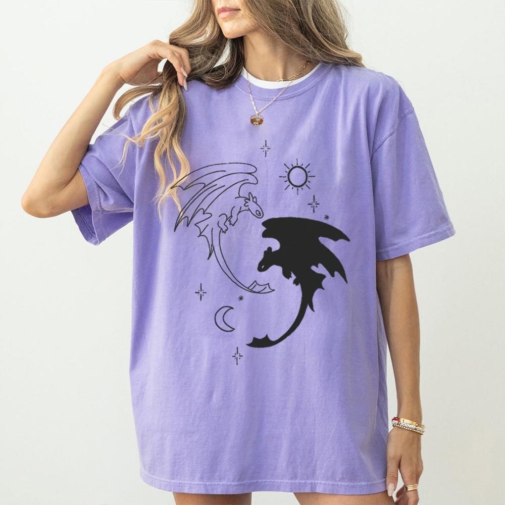 Women Short Sleeve Shirt Vintage Toothless Dragon And Light Fury Comfort Unisex Shirt How To Train Shirt Unisex Top Streetwear