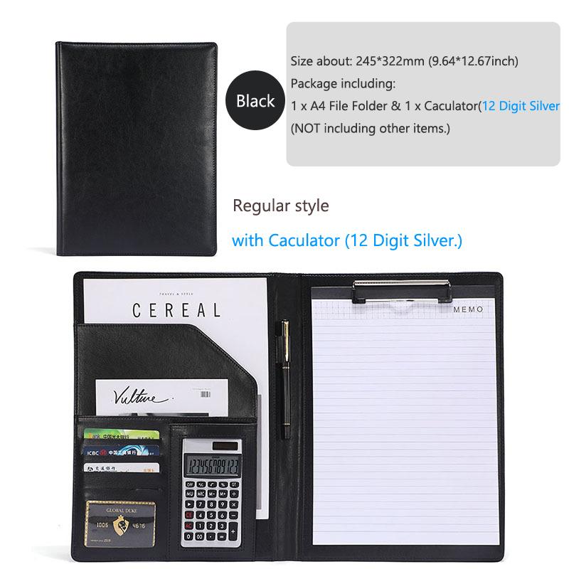 A4 Padfolio Man PU Padfolio File Folder Portfolio Business Document Holder Metal Clipboard Pad Document Organizer Holder Office
