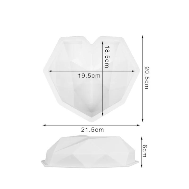 Herzförmige Silikon-Kuchenform, Silikon-Backform für Gebäck, 3D-Diamant-Herzform, Kuchen, Mousse, Schokolade, Silikon-Gebäckformen