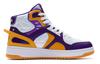 Li Ning Leather Cushioning Rebound Mid top Performance Basketball Shoes Men's White Purple Orange ABCS063-2