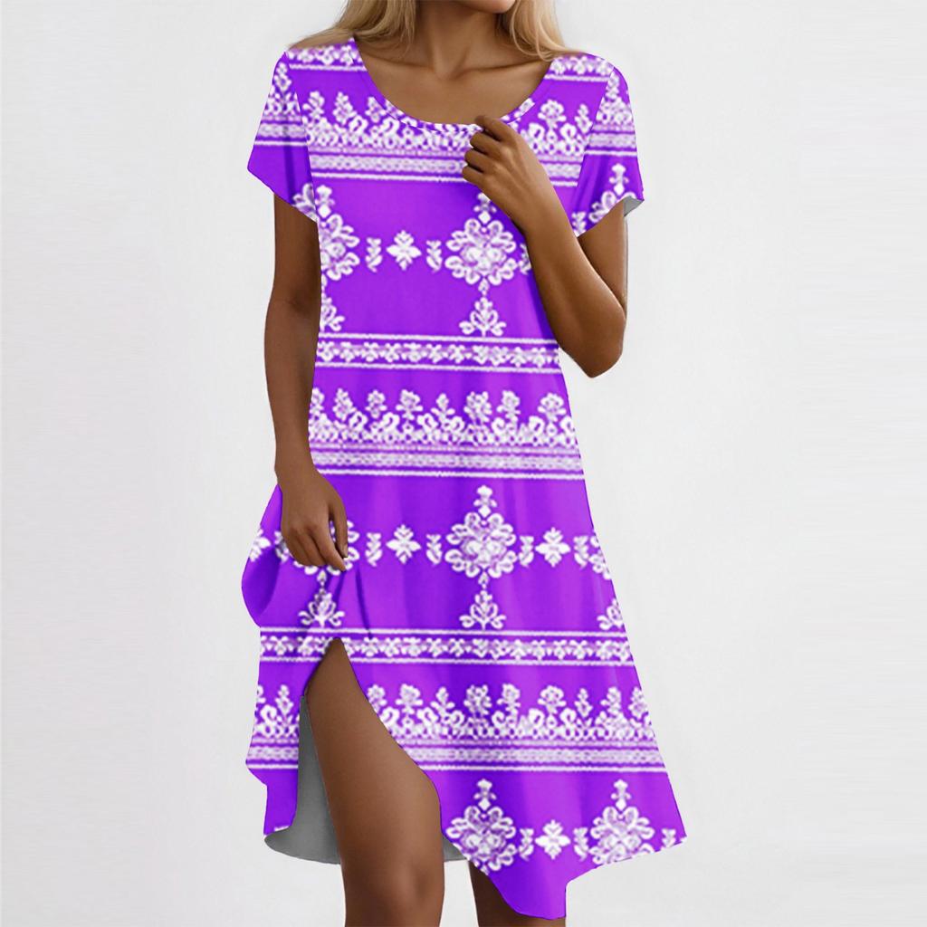 Women's Casual Short Sleeved Dress With Floral Print And Pocket Design And Pocket Design