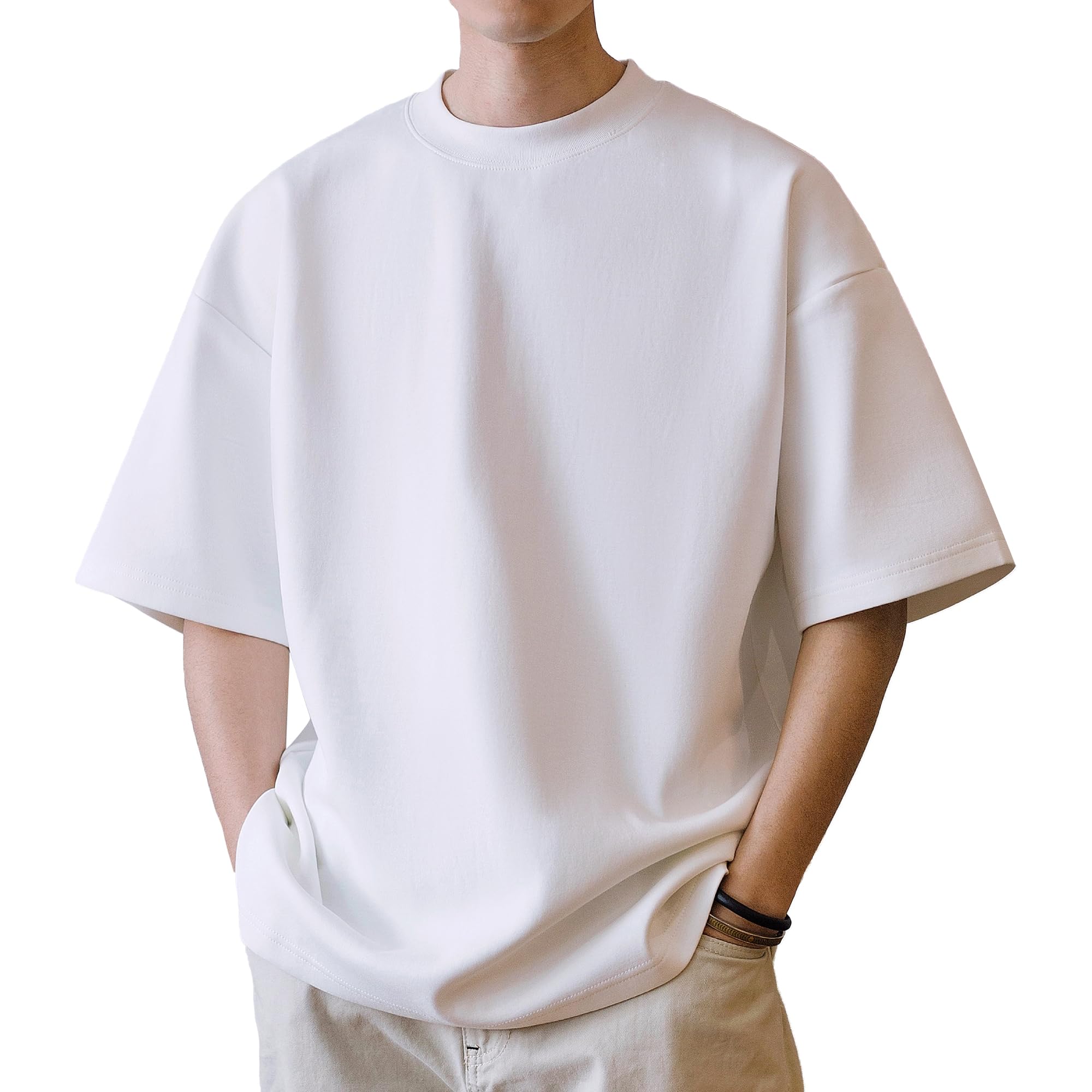 

CHANGE WELL Мужская 2024 SS Мода Весна/Лето 9 унций Воздушный Слой (Короткий рукав) Свитшот, Толстая Эластичная Футболка Оверсайз (Белый, Размер XL)