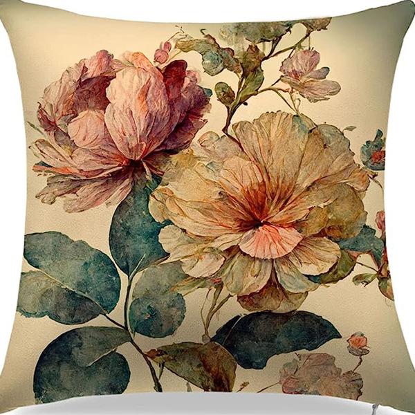 American Retro Linen Peach Leather Velvet Pillow Case Living Room Sofa Office Car Cushion