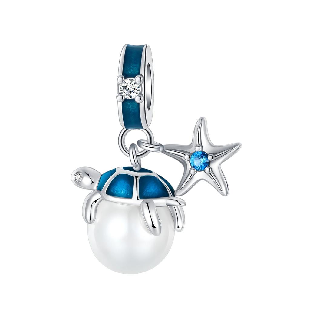 Seastar Turtle Ship Mermaid Ocean Series Pendant Fit Charm Copper Bracelet Diy Women Jewelry Gift Boutique Charms