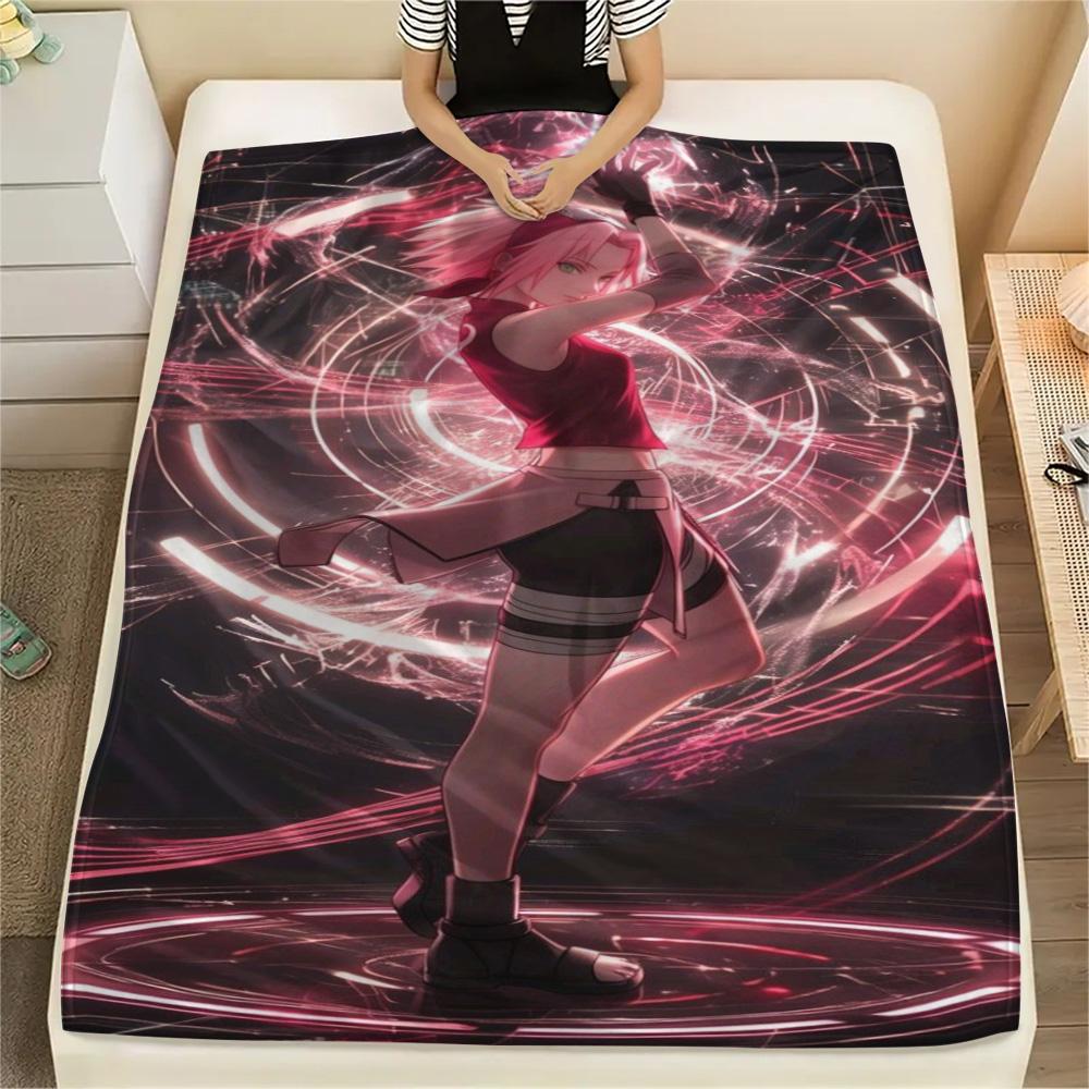 Sakura Haruno Warm Daily Necessity Flannel Blanket, Stylish Printed Cover for Bedroom, Sofa, Bed and Short Trip.-TING
