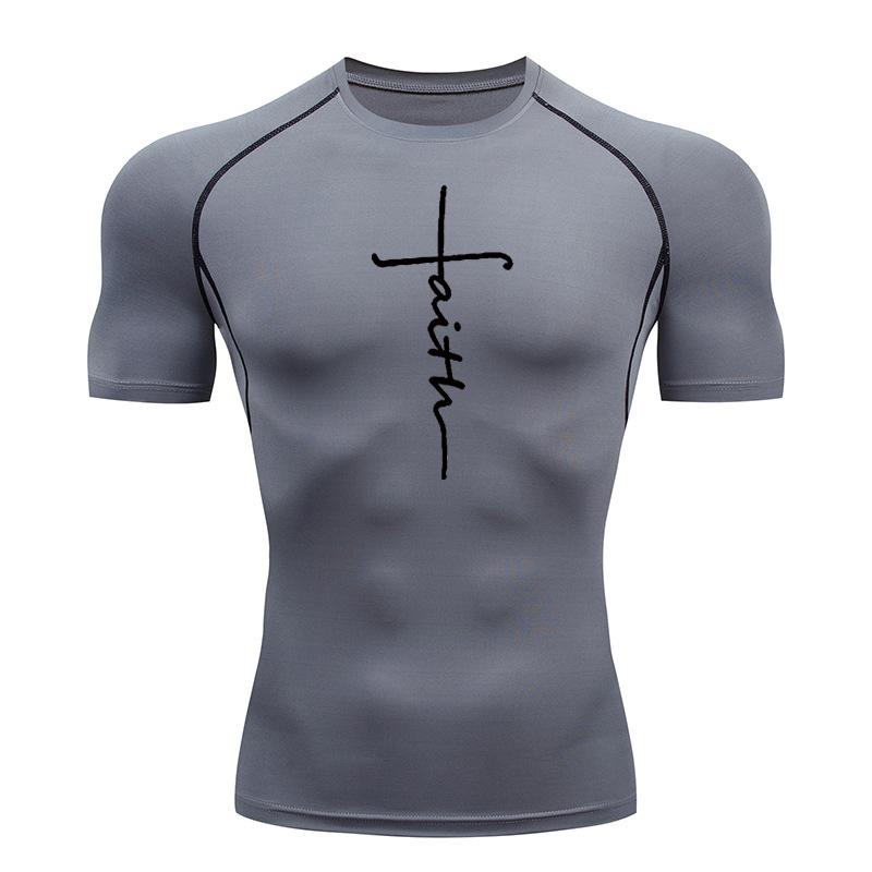 Magliette a Compressione per Allenamento Cristiano Magliette Sportive Asciugatura Rapida Uomo Palestra Fitness Maglie Intime Top Manica Corta Rash Guard