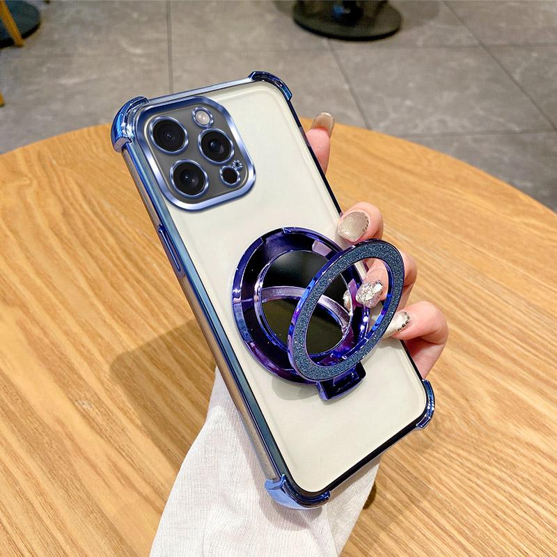 Electroplated Flash Shell Phone Case For OPPO A6 A6S A6T A6K A6C A6X A5 A5X A5i A3 A3X A2 A1 Pro Max 4G 5G Gradient Clear Cover with Ring Stand