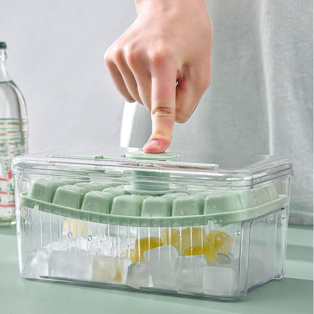 28 Grids Ice Cube Maker Mould Press Type Ice Tray with Lid Reusable Ice Cube Tray Bar