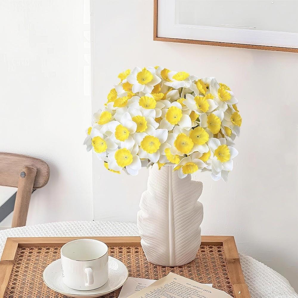 6PCS/Bundle Yellow Fake Daffodils Bouquet Simulated Decor Silk Flower  Wedding Decoration