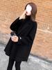 Plus Size Women's Black Wool Slimming Trench Coat - Double-Sided Woolen Jacket for Spring/Autumn 2025.