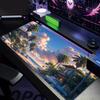 Seaside Scenery Pattern XXL Gaming Mouse Pad, Non-slip Stitched-edge Desk Mat, Keyboard Mat, Computer Accessories for PC Gamers