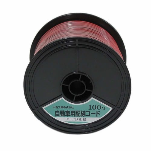 Meltec Automotive Wiring Double Cord (Parallel Line) VFFD0.75 Square Mm Red/Black 100m Spool Winding Meltec Daiji Industries VFFD0.75-R/BK-100