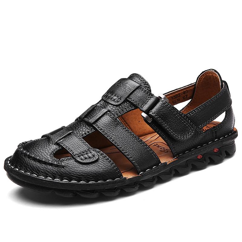 Classic High Quality Cow Leather Sandals Summer Outdoor Handmade Men Sandals Fashion Comfortable  Men Beach Leather Shoes