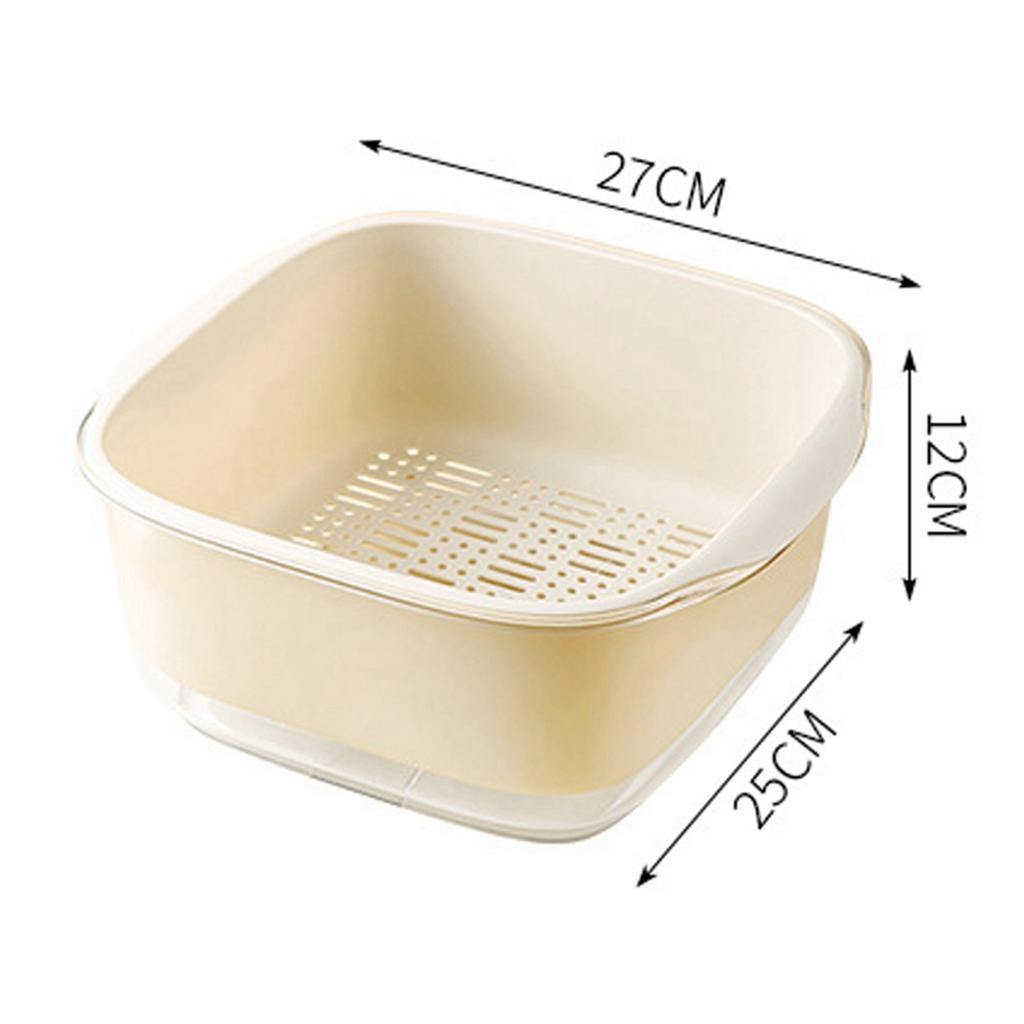 Double Layer Vegetables Fruits Washing Basket Kitchen Colanders Bowl Set Plastic Drain Basin Basket
