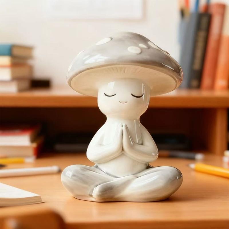 Miniature Meditations Mushroom Statue With Intricate Detail Ideal For Home Office Decoration and Garden Ornament Gift