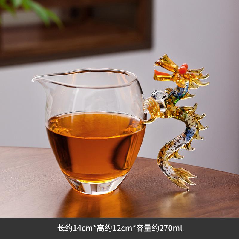 

PhoenixDragon Glass Teapot Fairness Cup Heat Resistant Transparent Blue Red Celestial Design Luxury Tea Ceremony Pouring Pitcher 200-400ml