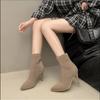 Creative Design Luxury Women Socks Shoes Brand Stretch Fabric Pointed High Heel Boots Comfortable Socks Shoes Integrated Shoes